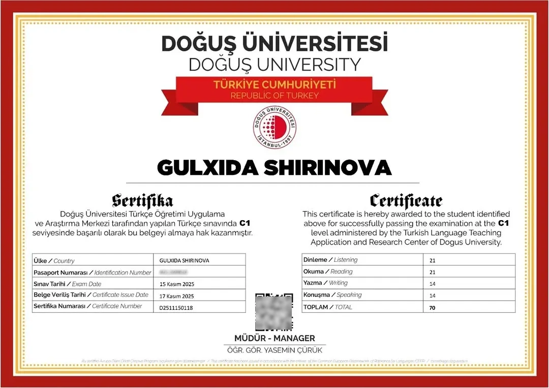 Türkçe C1 Sertifikası